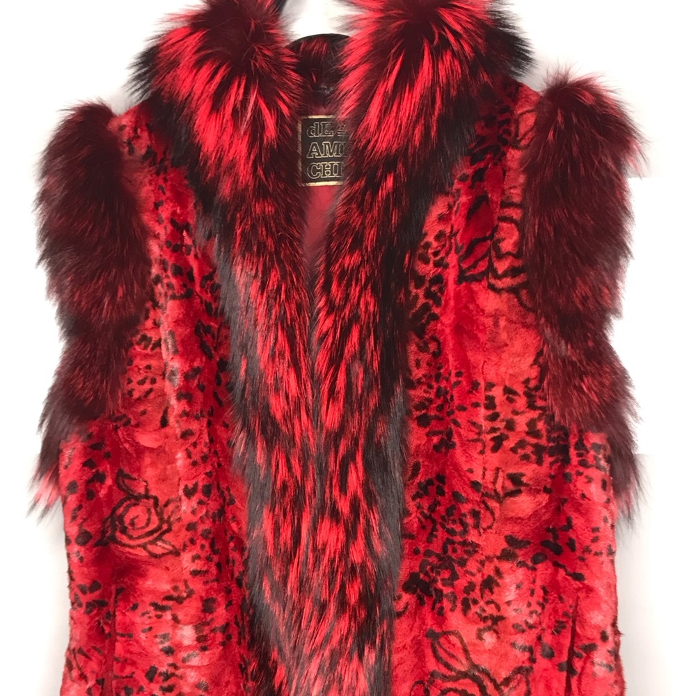 Red & Black Fox Fur Vest